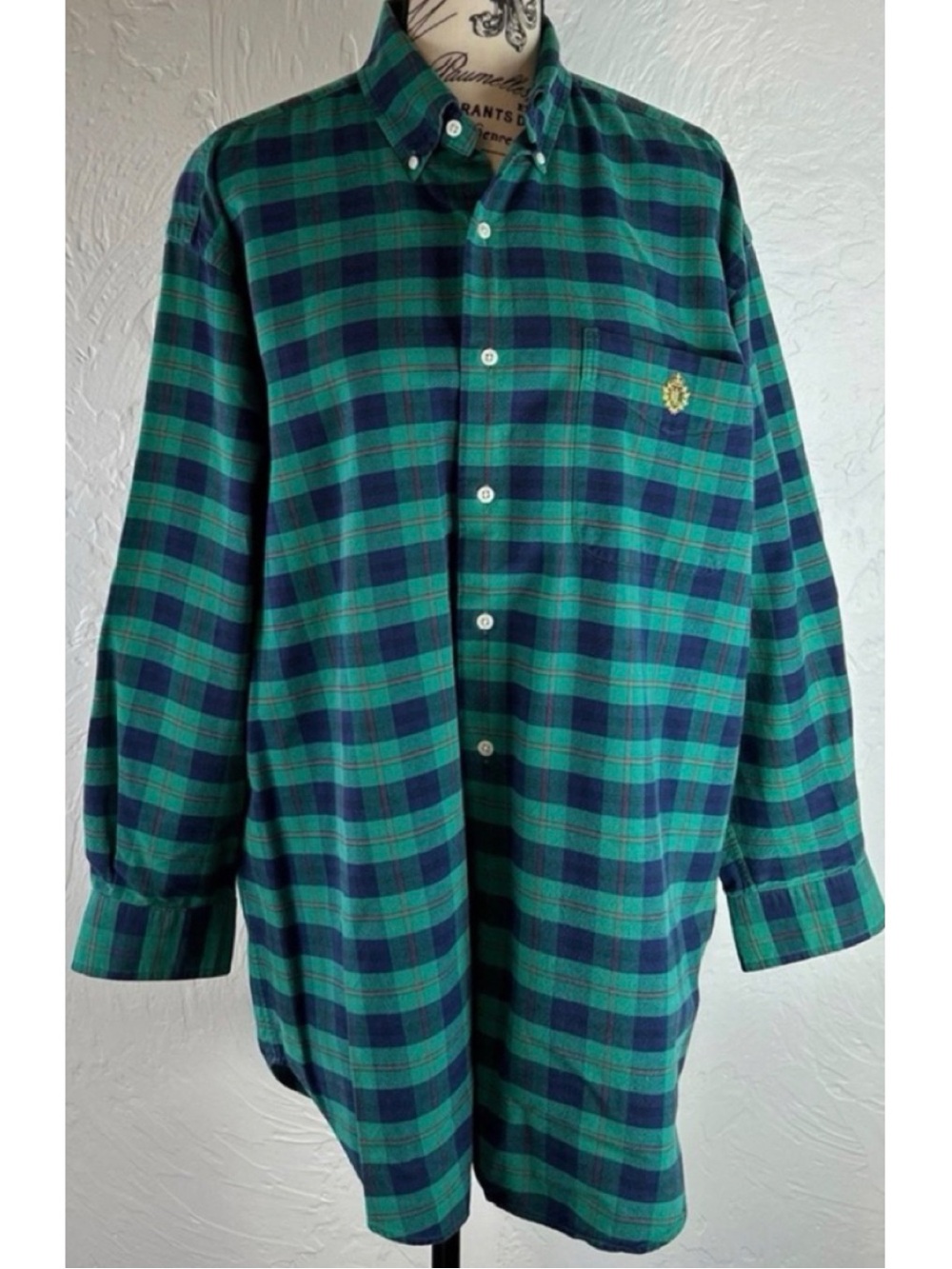 Lauren Ralph Lauren Men’s Tartan Plaid Button Down Double L Crest Shirt Medium